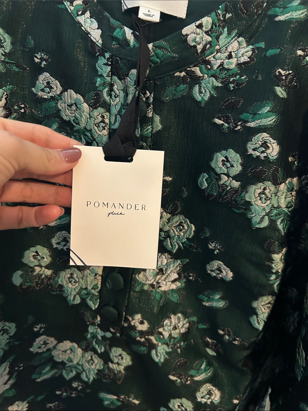 Tuckernuck Dark Green Floral Puff-Sleeve Tunic Dress - Picture 2 of 2